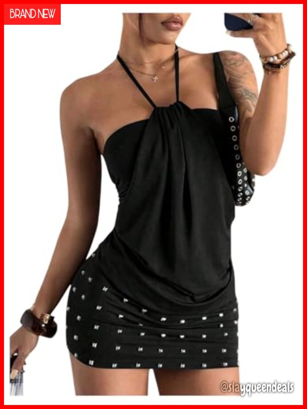 SweatyRocks Halter Mini Club Dress Ruched Open Back Bodycon Y2K